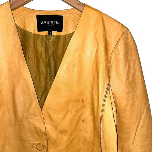Lafayette 148 Genuine Leather Jacket Size 12 *Flawed - Picture 2 of 14